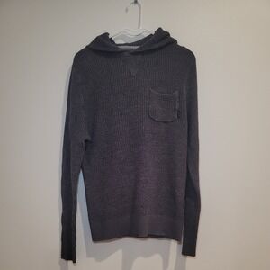 QUICKSILVER Sweatshirt Mens Small Light Gray Kempton Hoodie Waffle Knit Pocket